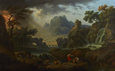 Berglandschap met storm door Claude Joseph Vernet